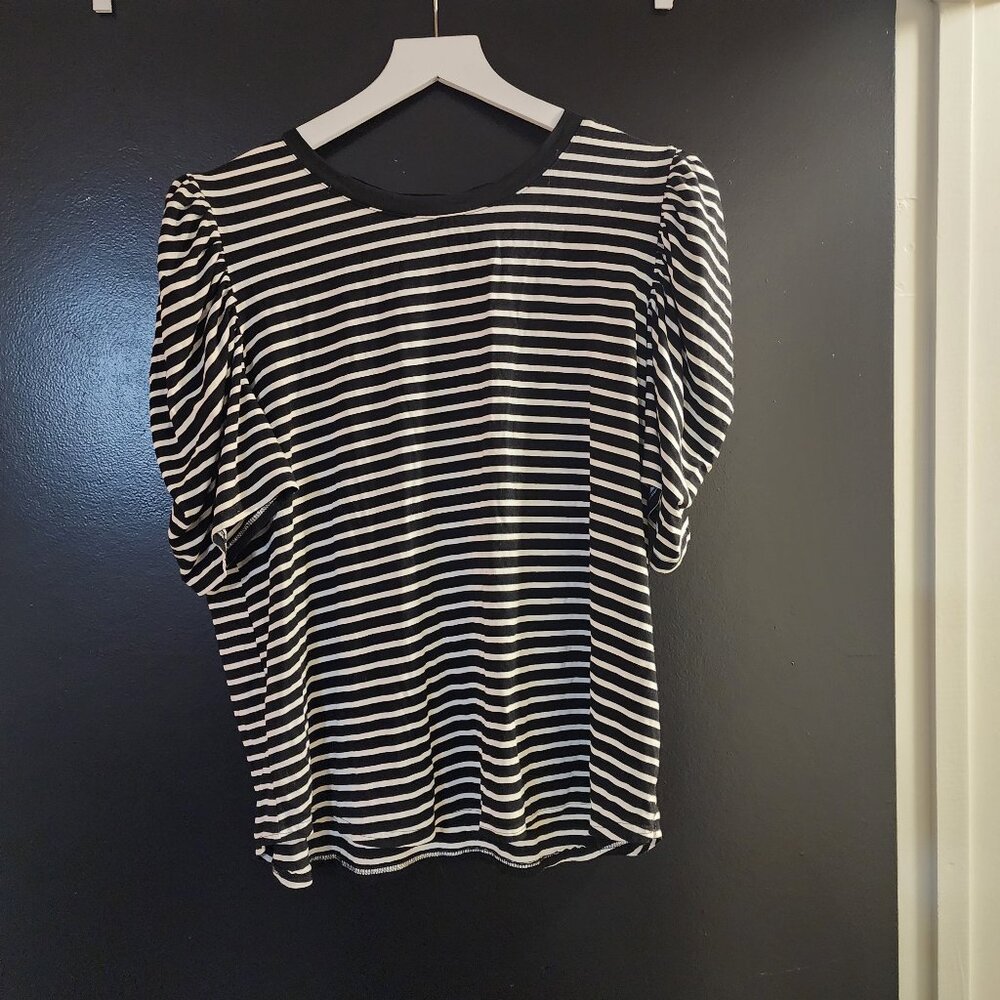 Puff sleeve striped top, XL